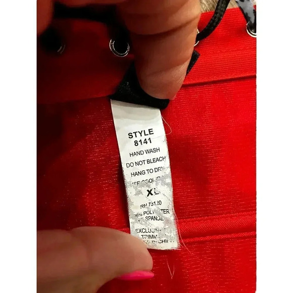 Frederick Of Hollywood Women Off The Shoulder Red & Black Floral Corset Size XL - Picture 3 of 5